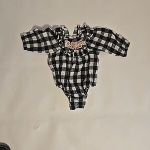 Cat & Jack Black and White Checkered Bodysuit
